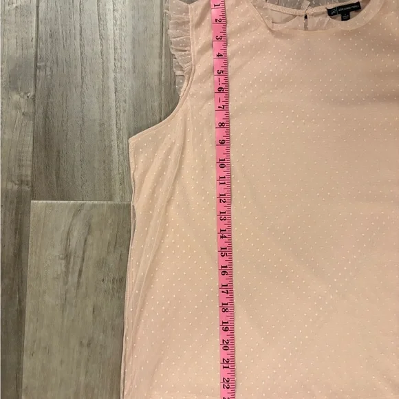 Adrianna Papell Blush Swiss Dot Sleeveless Blouse L – Ruffle Mesh Trim Top - Picture 7 of 9
